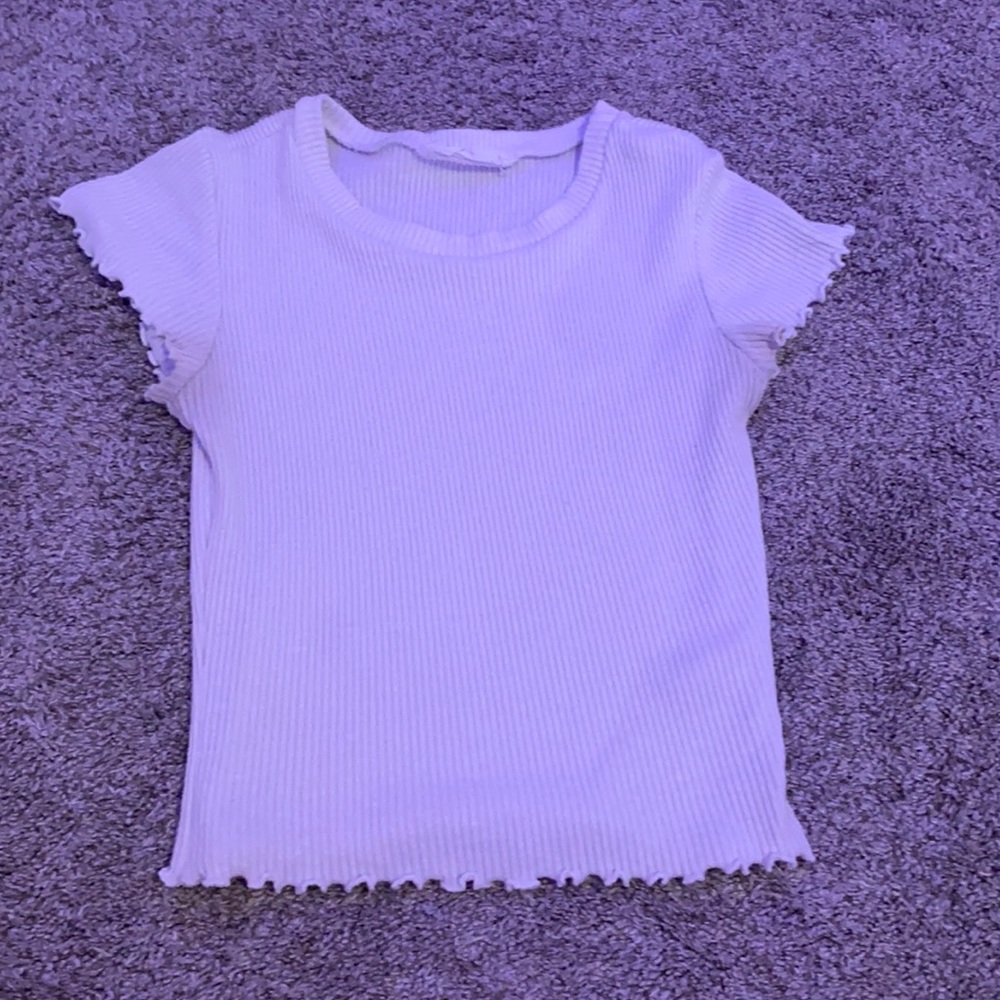 american threads medium white ribbed crop top